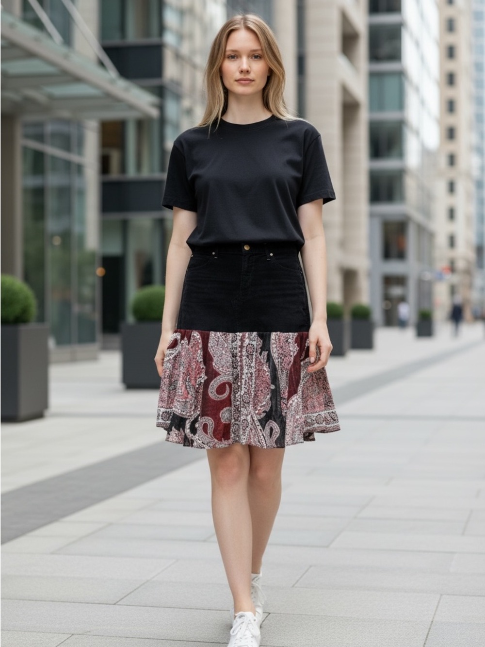 Once Again Reformation from a Gap skirt and a scarf Women’s Mixed-Panel Paisley